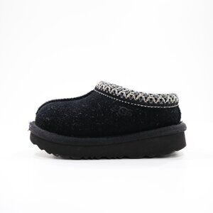 UGG Tasman Black Suede Leather Wool-Lined Slippers - Toddler 6